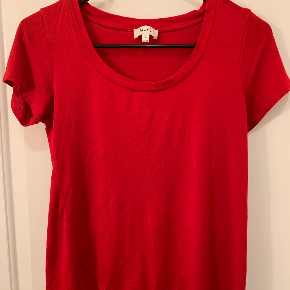 Red Asymmetrical T-Shirt Size Small